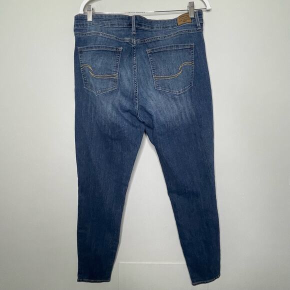 Levi's Mid Rise Skinny Jeans Whiskered Distressed Zip Fly Buttoned Blue 16 L - Picture 2 of 13